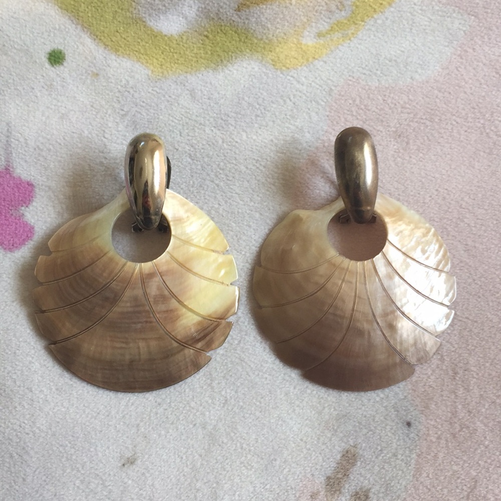 Vintage Abalone Seashell Earrings